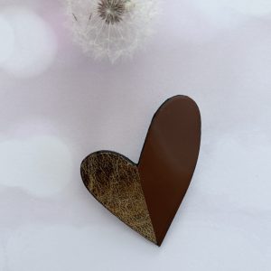 broche cœur "Be love" brun et mordoré