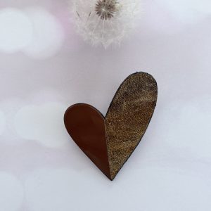 broche cœur "Be love" brun et mordoré