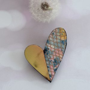 broche cœur "Be love" multicolore et or, orangé glacé